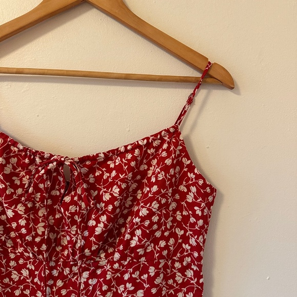 Reformation Felix Red Floral-Print Mini Dress | Size 4 - Picture 7 of 15